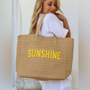 Sunshine" Woven Straw Oversized Tote Bag